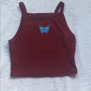 shein butterfly crop top